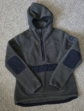 The North Face Campshire Fleece Hoodie Jacket 1/2 Zip Pullover Army Green M